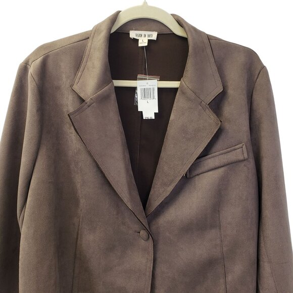 NWT Fashion on Earth Faux Suede Moto Jacket Size Large - Picture 4 of 5